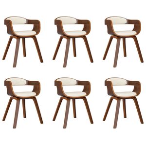 vidaXL Eetkamerstoelen 6 st gebogen hout en kunstleer cr&egrave;mekleurig
