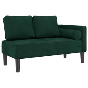 vidaXL Chaise longue met kussens fluweel donkergroen