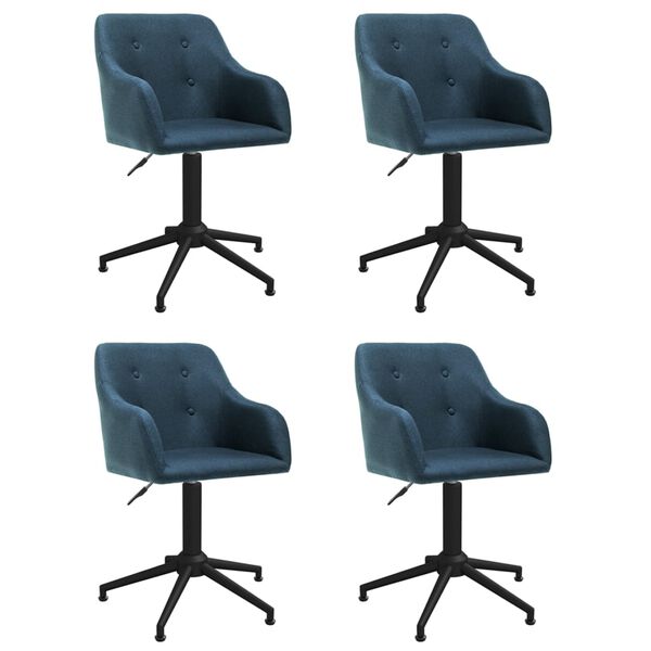 vidaXL Eetkamerstoelen draaibaar 4 st stof blauw