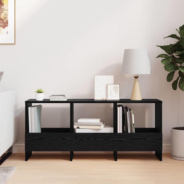 vidaXL Tijdschrift Rek Zwart Eiken 102 x 30 x 45 cm