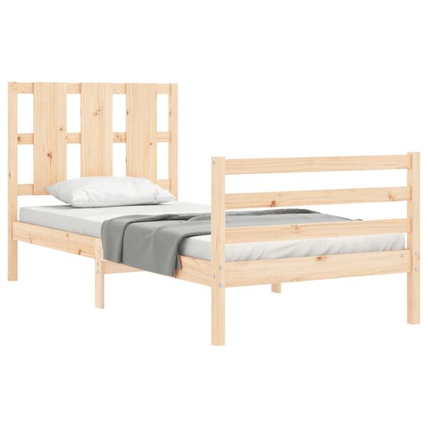 vidaXL Bedframe met hoofdbord massief hout 90x200 cm