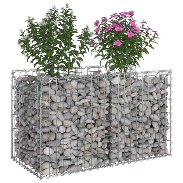 vidaXL Gabion Verhoogd Bed Zilver 100 x 50 x 60 cm