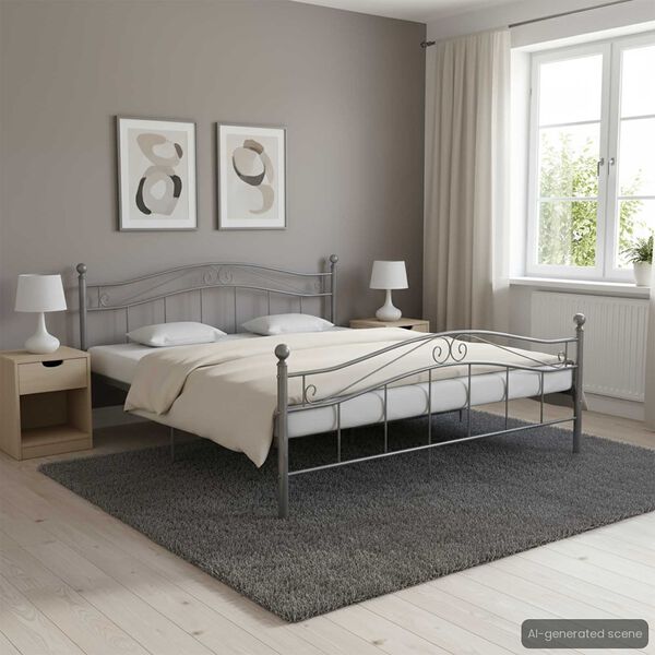 vidaXL Bedframe metaal grijs 200x200 cm