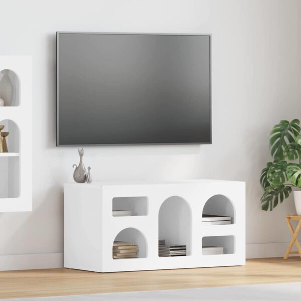 vidaXL TV-kast Hoogglans wit 80 x 35 x 40 cm Bewerkt hout