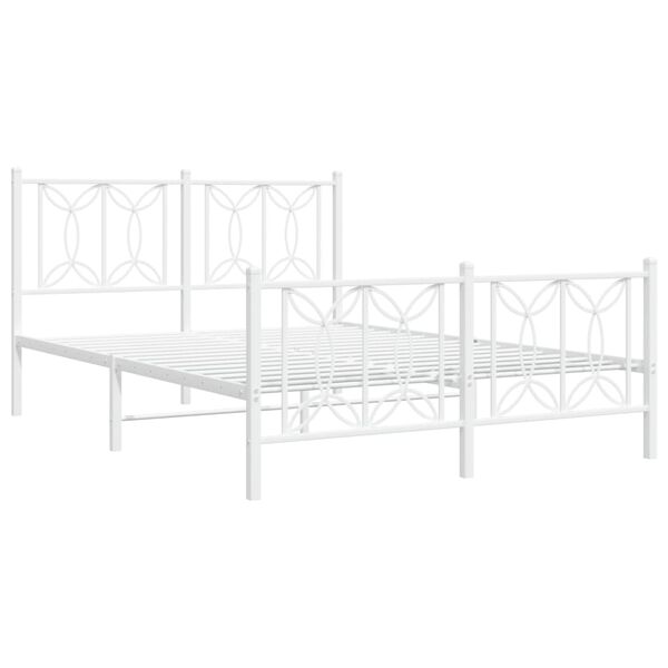 vidaXL Bedframe met hoofd- en voeteneinde metaal wit 135x190 cm