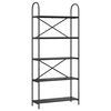 vidaXL Boekenkast 5-laags 80 x 30 x 183 cm Bewerkt hout Zwart Eiken