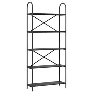 vidaXL Boekenkast 5-laags 80 x 30 x 183 cm Bewerkt hout Zwart Eiken