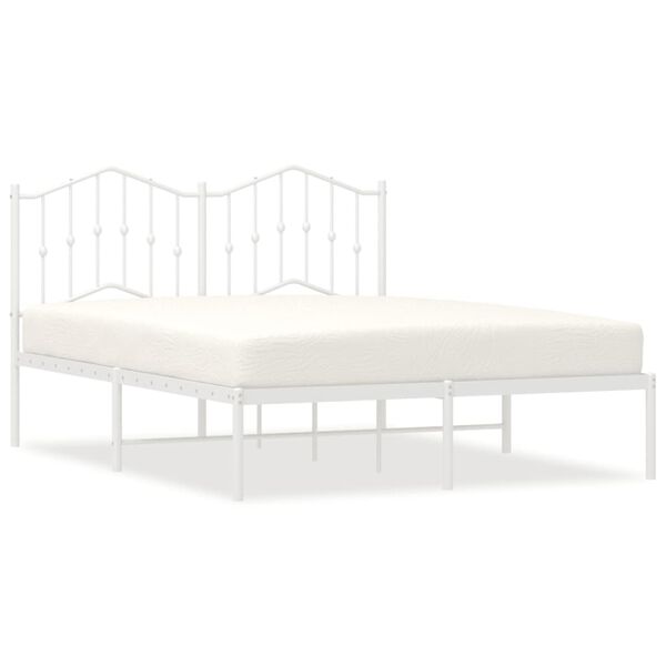 vidaXL Bedframe met hoofdbord metaal wit 140x200 cm