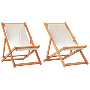 vidaXL Opklapbare stoelen, 2 stuks, cr&egrave;mekleurige en witte stof