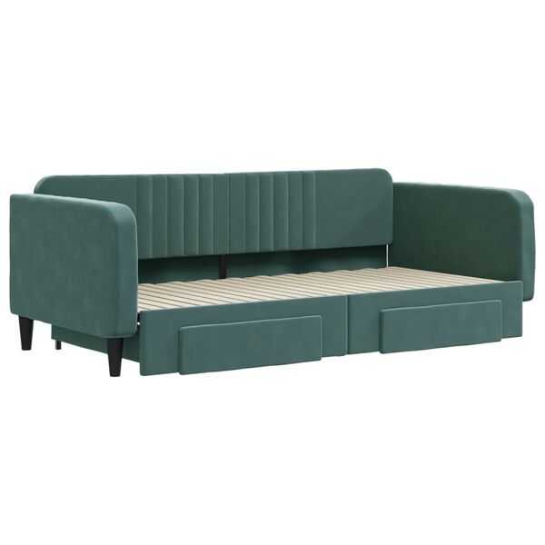 vidaXL Slaapbank onderschuifbed lades 100x200 cm fluweel donkergroen
