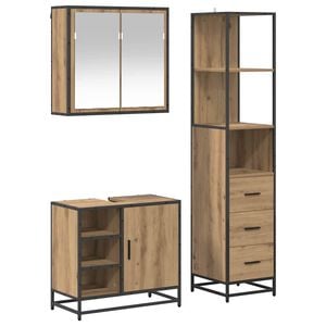 vidaXL Badkamermeubelset met lade 3 pcs Artisan Eiken Bewerkt hout
