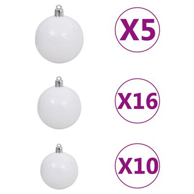 vidaXL Kerstboom smal 300 LED's kerstballen en sneeuw 300 cm