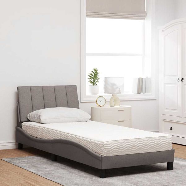vidaXL Bed met matras "Hanko" stof taupe 90x200 cm