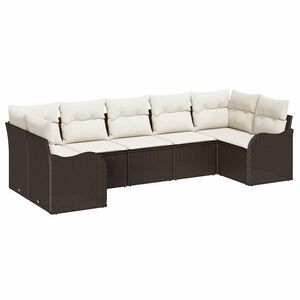 vidaXL Tuin Sofa Set 7 st Bruin en wit Poly riet