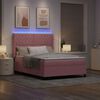 vidaXL LED Boxspring Bed met Matras Geruit Roze 160 x 200 cm Fluweel