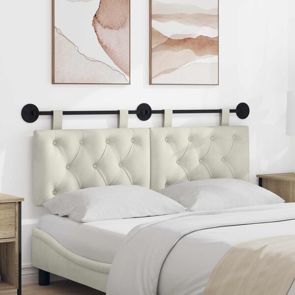vidaXL Hangend Hoofdeinde Wandgemonteerd Cr&egrave;me 150 x 55 x 7 cm Fluweel