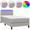 vidaXL Boxspring met matras en LED stof lichtgrijs 90x200 cm