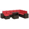 vidaXL 9-delige Loungeset met kussens poly rattan acacia zwart