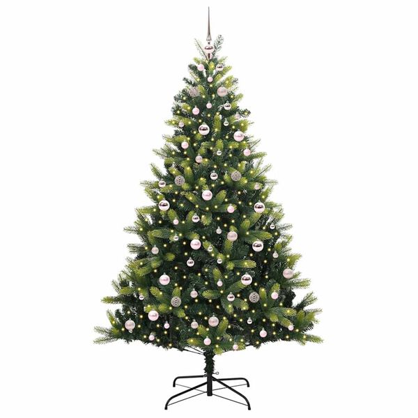 vidaXL Kunstkerstboom met scharnier 300 LEDs Groen 210 cm PVC en PE