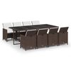 vidaXL 9-delige Tuinset met kussens poly rattan bruin