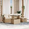 vidaXL 6-delige Loungeset met kussens poly rattan beige