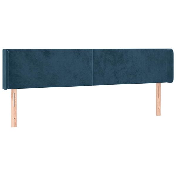 vidaXL Hoofdbord met randen 163x16x78/88 cm fluweel donkerblauw