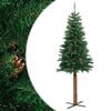 vidaXL Kerstboom met echt hout en dennenappels smal 180 cm PVC groen