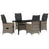 vidaXL Tuin eettafelset met kussen 5 pcs Grijs poly rattan
