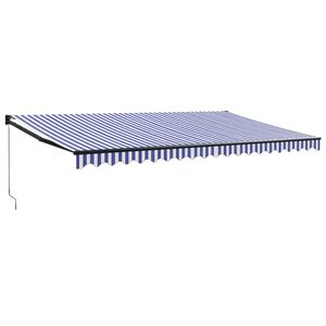 vidaXL Luifel uittrekbaar 5x3 m stof en aluminium blauw en wit
