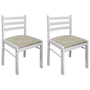 vidaXL Eetkamerstoelen 2 st massief rubberwood en fluweel wit