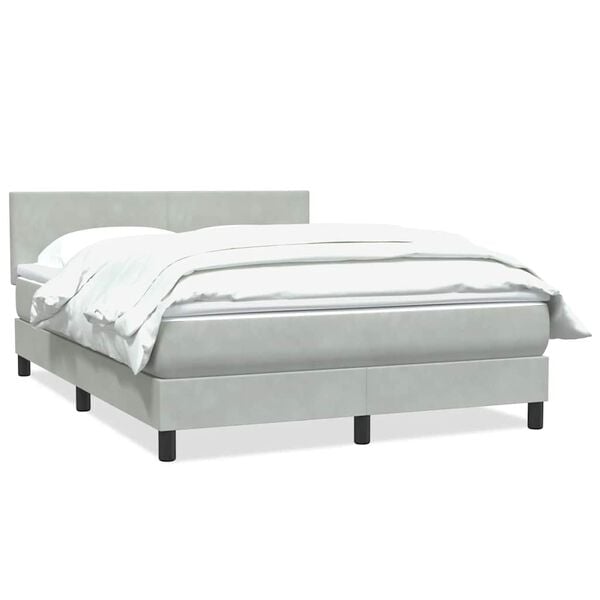 vidaXL Boxspring met matras fluweel lichtgrijs 160x220 cm
