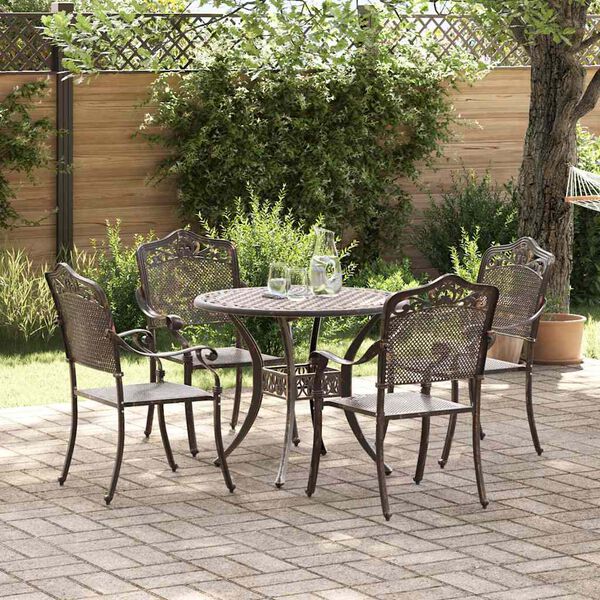 vidaXL Tuin eettafelset 5 pcs Brons Aluminium