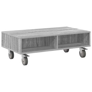 vidaXL Bijzettafel met wielen Grijs Sonoma 90 x 50 x 30 cm