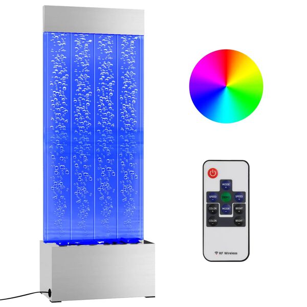 vidaXL Bubbelzuil met RGB LED's 110 cm roestvrij staal en acryl