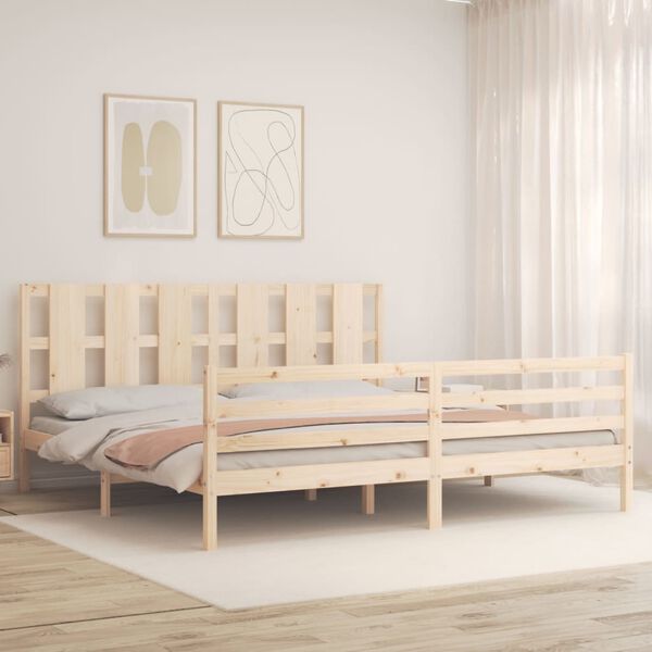 vidaXL Bedframe met hoofdbord massief hout 200x200 cm