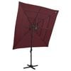 vidaXL Parasol 4-laags met aluminium paal 250x250 cm bordeauxrood