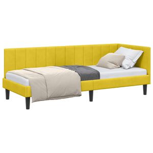vidaXL Hoekbedframe met hoofdeinde Geel 80 cm x 200 cm Fluweel
