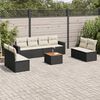 vidaXL 9-delige Loungeset met kussens poly rattan zwart
