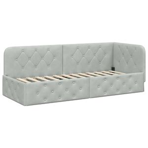 vidaXL Hoekbedframe met hoofdeinde Lichtgrijs 80 x 200 cm Fluweel