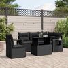 vidaXL 6-delige Loungeset met kussens poly rattan zwart
