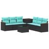 vidaXL Bankstel 8 st Zwart en Blauw Poly Rattan en Staal