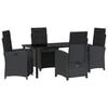 vidaXL Tuin eettafelset 5 st Zwart poly rattan