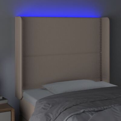 vidaXL Hoofdbord LED 93x16x118/128 cm kunstleer cappuccinokleurig