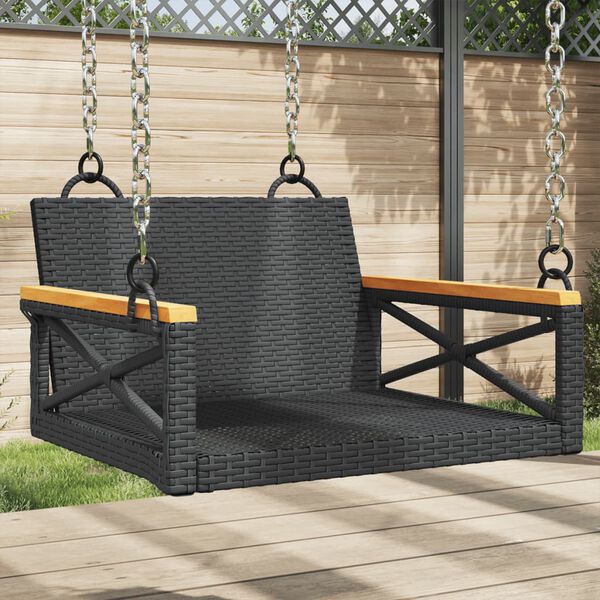 vidaXL Schommelbank 63x62x40 cm poly rattan zwart