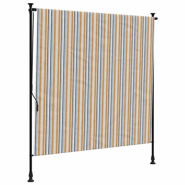 vidaXL Rolgordijn voor buiten 150x270 cm stof en staal geel en wit