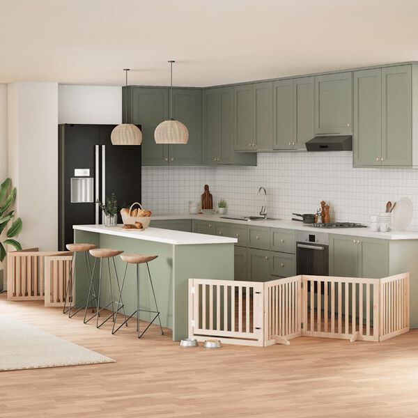 vidaXL Hondenhek inklapbaar met deur 12 panelen 960 cm populierenhout