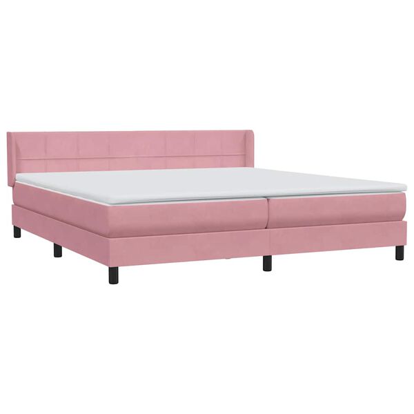vidaXL Boxspring met matras fluweel roze 180x220 cm