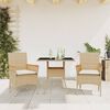 vidaXL 3-delige Tuinset met kussens poly rattan en glas beige