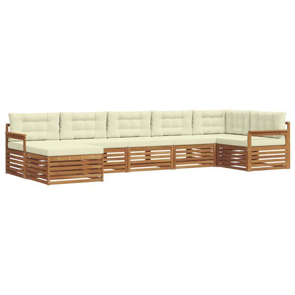 vidaXL Sofa-Sets 7 pcs Natuurlijk en Cr&egrave;me Massief Acaciahout