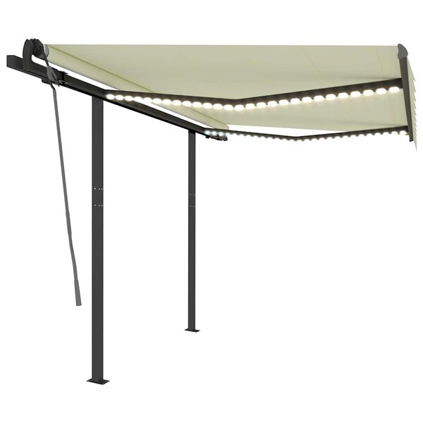 vidaXL Luifel automatisch met LED en windsensor 3x2,5 m cr&egrave;mekleurig